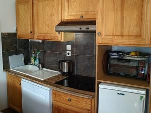 Kuchyň nebo kuchyňský kout v ubytování Charmant 2 pièces, terrasse sud, départ skis aux pieds, parking couvert, à 5 min des remontées - FR-1-292-146 + 4 fotografie