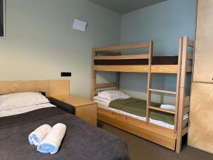 Postel nebo postele na pokoji v ubytování One Room Apartment in Rooms Hotel Kokhta, Bakuriani