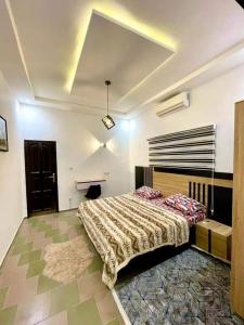 1 dormitorio con 1 cama grande en una habitación en Timba ciné02, en Cotonou