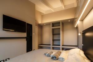 1 dormitorio con 1 cama y TV de pantalla plana en Baciucco's Suite, en Perugia