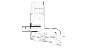 un dessin d'un plan d'étage d'une maison dans l'établissement Chalets Patchwork, à Valloire