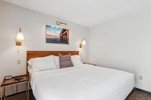 ein Schlafzimmer mit einem großen weißen Bett in einem Zimmer in der Unterkunft Cape Suites Room 8 - Free Parking! Hotel Room in Rehoboth Beach