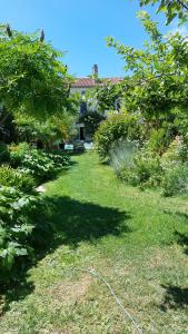 a yard with grass and trees and a house at La Gueriniere l'anglaise in Châteauneuf-sur-Charente