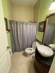 a bathroom with a toilet and a sink at King Suite & Jacuzzi Luxe Getaway in Port St Lucie in Port Saint Lucie