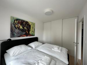 Posteľ alebo postele v izbe v ubytovaní Citycentre apartment Bratislava with free parking