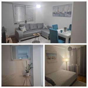 a living room with a couch and a table at Apartman Odmor012 in Požarevac