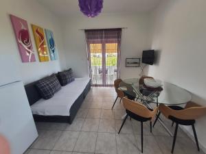 - un salon avec un canapé et une table en verre dans l'établissement Apartment D&D, à Bibinje