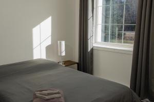 1 dormitorio con cama y ventana en Prospectors Inn en Kirkland Lake
