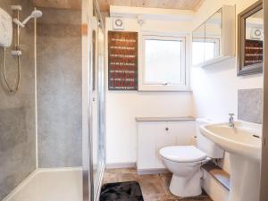 a bathroom with a toilet and a sink at Chalet Forte in Aberdyfi