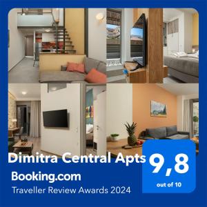 un collage de photos d'un salon et d'un salon dans l'établissement Dimitra Central Apts, à La Canée