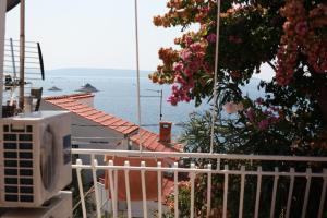 a balcony with a view of the ocean from a house at Apartments Mrdan in Seget Vranjica