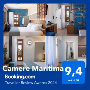 a collage of photos of a bedroom and a hotel room at Camere Maritima in Chania
