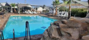 ein großer Pool mit blauem Wasser in einem Resort in der Unterkunft EL PAVINO Agriturismo Ristorante Pizzeria Alloggi in Porticalazzo