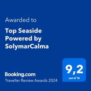 Certifikát, ocenenie alebo iný dokument vystavený v ubytovaní Top Seaside Powered by SolymarCalma