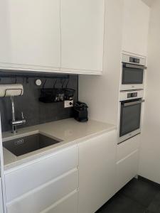 Kuchyň nebo kuchyňský kout v ubytování Apartments Bogic