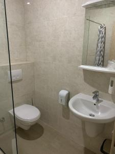 uma casa de banho com um WC e um lavatório em Hotel Glorija em Medjugorje