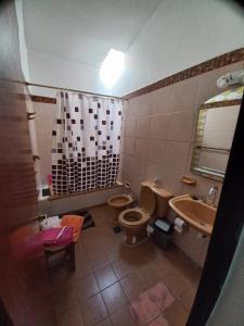 a bathroom with a toilet and a sink at La Evelia in Salta