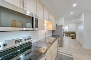 a kitchen with a sink and a microwave at St Clair Apartment Near St Clair City Boat Harbor! in Marysville