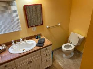 a bathroom with a sink and a toilet at Beach Casita - Allyn Inn in Shelton