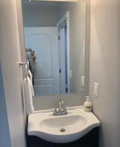 a bathroom with a sink and a mirror at Housepitality - The Urban Roost 2 - Location in Columbus