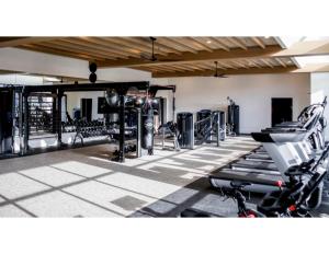 a gym with a bunch of equipment in a room at Atlanta at The Interlock Lux Escape in Atlanta