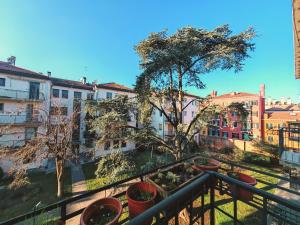 un balcón con macetas y edificios en Goldmine Guest House 2 en Venecia