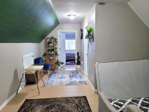 sala de estar con techo verde en Nice and cozy whole house 25min to Niagara falls en Buffalo