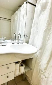 メンドーサにあるCasa Huesped VIII Edificio premium en excelente zonaのバスルーム(シンク、シャワーカーテン付)