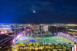 a view of a city at night with lights at MGM Signature-07-802 1Br 2Ba Balcony Suite in Las Vegas