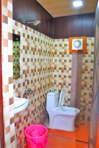 ein Bad mit einem WC und einem Waschbecken in der Unterkunft The blessings home stay in Agra