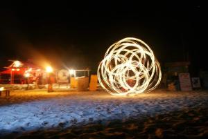 a circle of lights in the snow at night at Matahari Chalet Long Beach Perhentian Island in Perhentian Islands