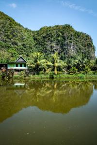 a house on a hill next to a body of water at Rammang-Rammang Cottage in Kasijala