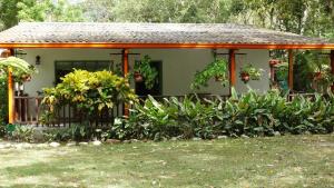 a small house with a gazebo with plants at Finca Jerusalen in Tobia