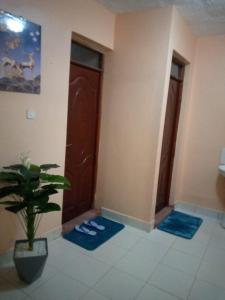 a room with two doors and a potted plant at Embu Paradise 1 bedroom AirBNB in Embu