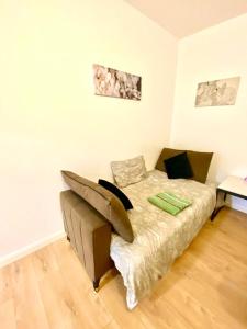 a bedroom with a bed and a couch in it at One Bedroom Apartment In Ealing London in Ealing