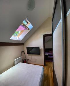 a bedroom with a bed and a skylight at Apartman Bianca in Palisad +7 photos