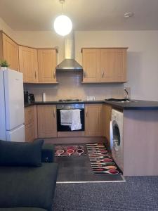 a kitchen with a stove and a dishwasher at City centre apartment in Sunderland