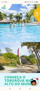 a collage of photos of a swimming pool at a resort at Village das águas. in Barra do Piraí