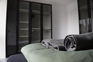 Postel nebo postele na pokoji v ubytování Ferienhaus in Lüneburg
