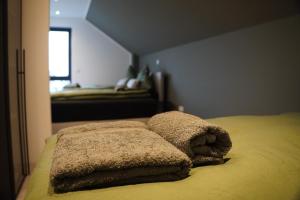 Postel nebo postele na pokoji v ubytování Ferienhaus in Lüneburg