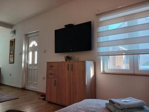 Televisyen dan/atau pusat hiburan di Deluxe studio & apartments Alexander