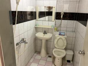 a bathroom with a toilet and a sink at 星光山悦景觀民宿 in Heping