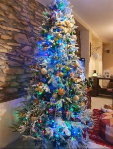 un albero di Natale è decorato con ornamenti di Su Carreri ad Armungia