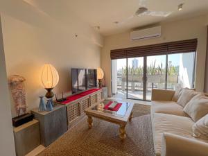 可倫坡的住宿－Modern apartment in Colombo，带沙发和电视的客厅