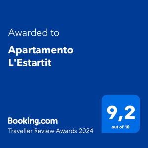 Certifikát, ocenenie alebo iný dokument vystavený v ubytovaní Apartamento L'Estartit