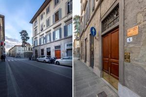 dwa zdjęcia ulicy z budynkiem i ulicy z samochodami w obiekcie CASA MICOL - Centro Ƒirenze we Florencji