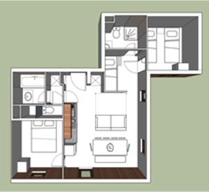 Plán poschodí v ubytovaní Appartement 6/8 pers à 200 m des pistes - piscine