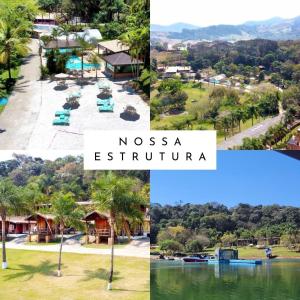 a collage of photos of a resort at Hotel Fazenda e Marina Monteleone in Joanópolis