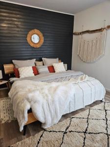 Ένα ή περισσότερα κρεβάτια σε δωμάτιο στο Workout Appartement bei Magdeburg