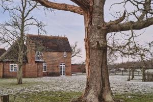 a brick house with a tree in front of it at Stunning Coach House in Sussex in Twineham